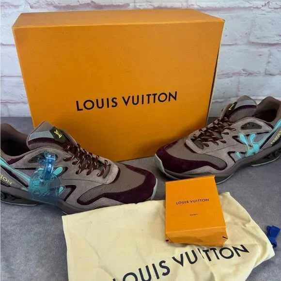 Louis Vuitton Maroon and Aqua Sneakers